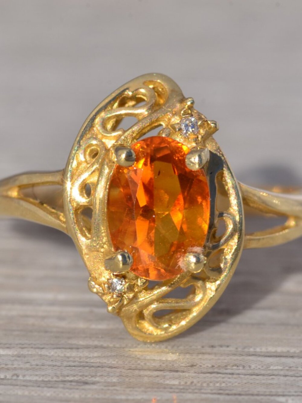 Citrine and Diamond Ring in Yellow Gold